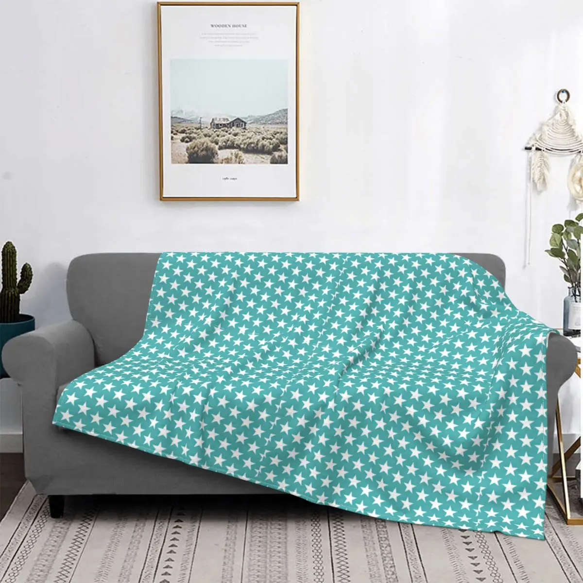 

Stars Pattern Blankets Fleece Decoration Ultra-Soft Throw Blankets for Bedding Bedroom Plush Thin Quilt