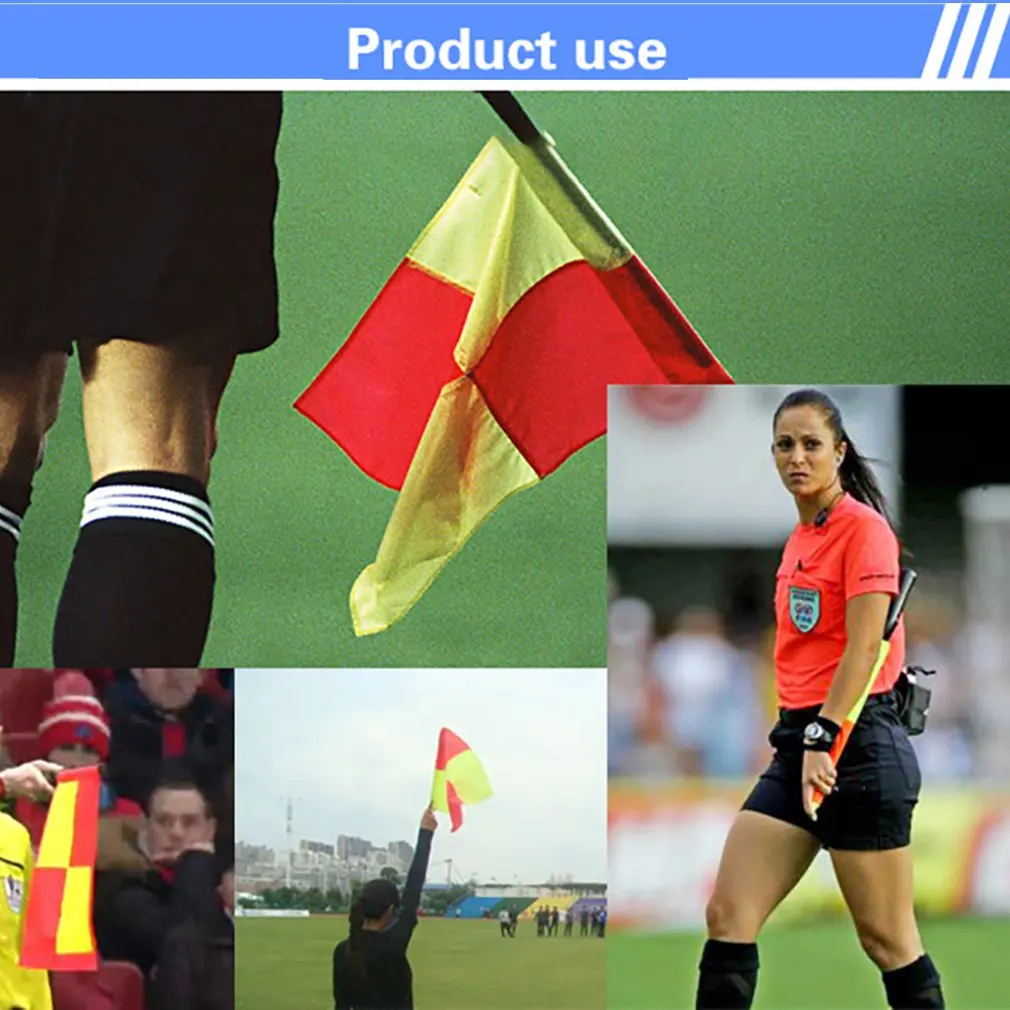 1 пара футбольные флажки рефери Профессиональная Ярмарка игры Футбол Linesman флаги с сумкой для хранения спортивная игра рефери оборудование