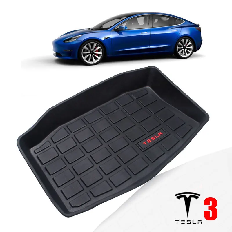 TPO резиновые автомобильные коврики, коврик для багажника Tesla модель 3 автомобильные аксессуары, черные автомобильные коврики для багажника, задний багажник