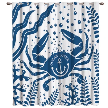 

Cute Sea Creatures Crabs Underwater World Theme Window Treatments Curtains Valance Window Curtains Dark Curtain Lights Living
