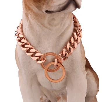 

Pet Dog Choke Chain Choker Collar Rose Gold Necklace Stainless Steel Training Collar 12-28 Inch Length 10-15mm Wide