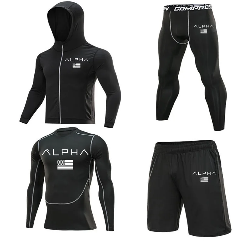 

Printing Tracksuit Gym Clothing Men Compression Sports Wear Fitness Clothes Running Jogging Suits Exercise Workout Suit Men's