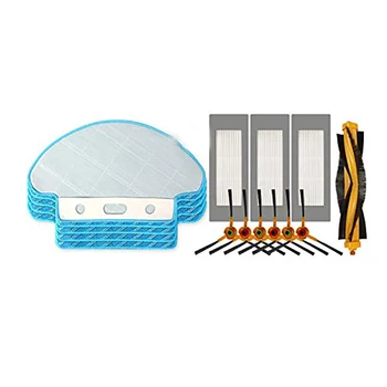 

SANQ Accessories Replacement Filters/Mop Cloths/Side & Roller Brush/Hook Stickers for ECOVACS DEEBOT OZMO 600 601 605 Cleaner Pa