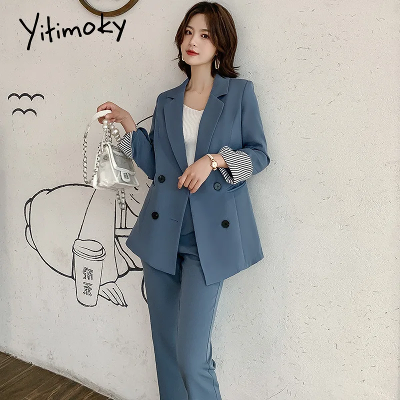 Брючный костюм для женщин Блейзер комплект из 2 предметов женский элегантный