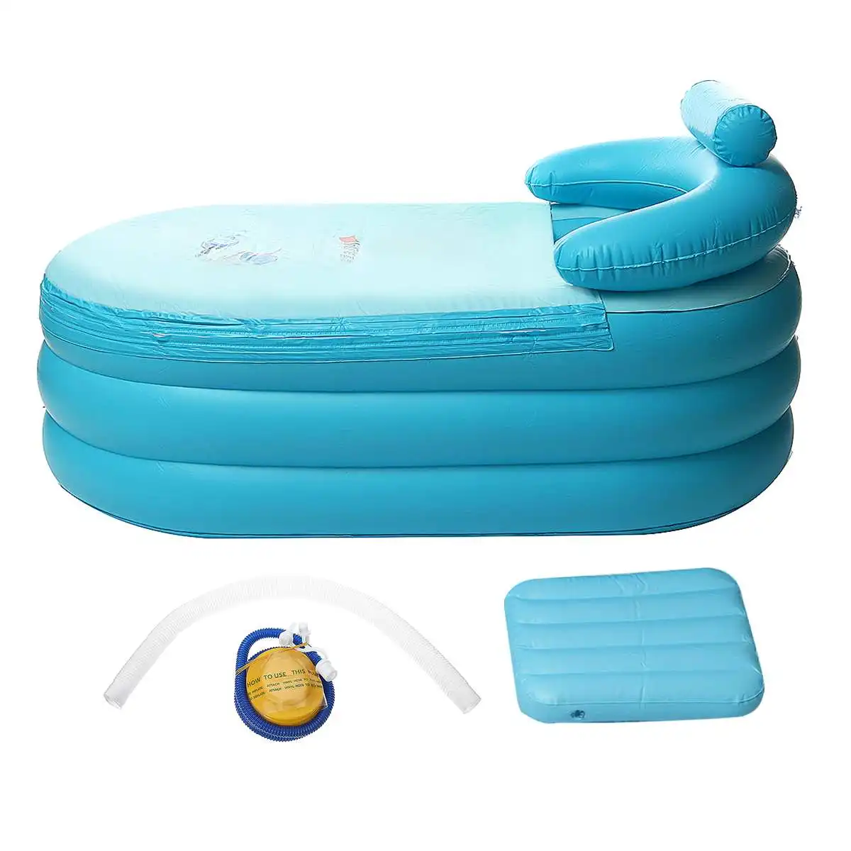 Folding Portable Bathtub with Air Pump SPA Household Inflatable Tub Environmental PVC Foldable Inflatable Bathtub for Adults