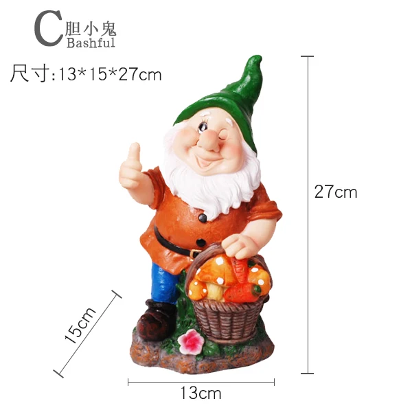 Смола Рождество гном держа цветочную корзину с лопатой статуэтки Статуэтка Фея Принцесса украшения дома сада Открытый Декор - Цвет: C