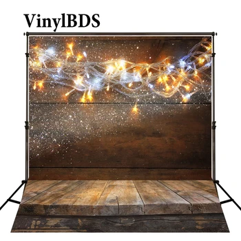 

VinylBDS Background Photography Christmas Colour Lights Spot Fond De Studio De Dark Wood Texture Floor Digitally Backdrops