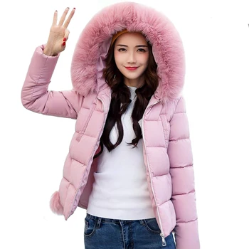 

Nicesnowl Solid Fur Hooded Thicken Zipper Long Down Coats Women Casual new Long Sleeve Warm Cotton Coats Female women down coat