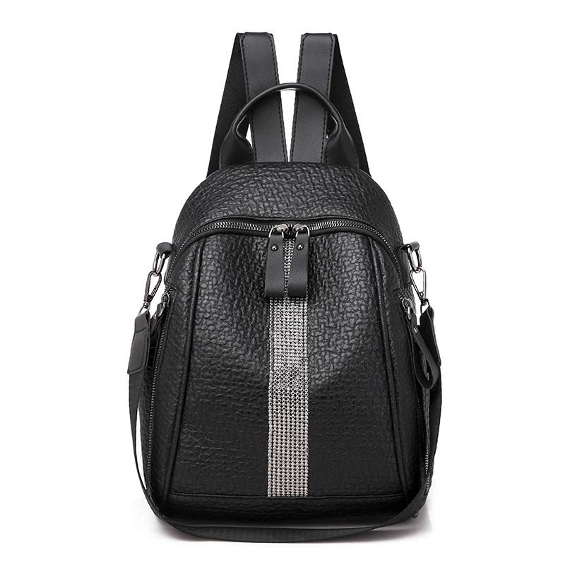 Toposhine женский модный рюкзак кожаный рюкзак повседневный рюкзак PU Высококачественная кожаная сумка Женская дорожная сумка подходит для девочек - Color: Black