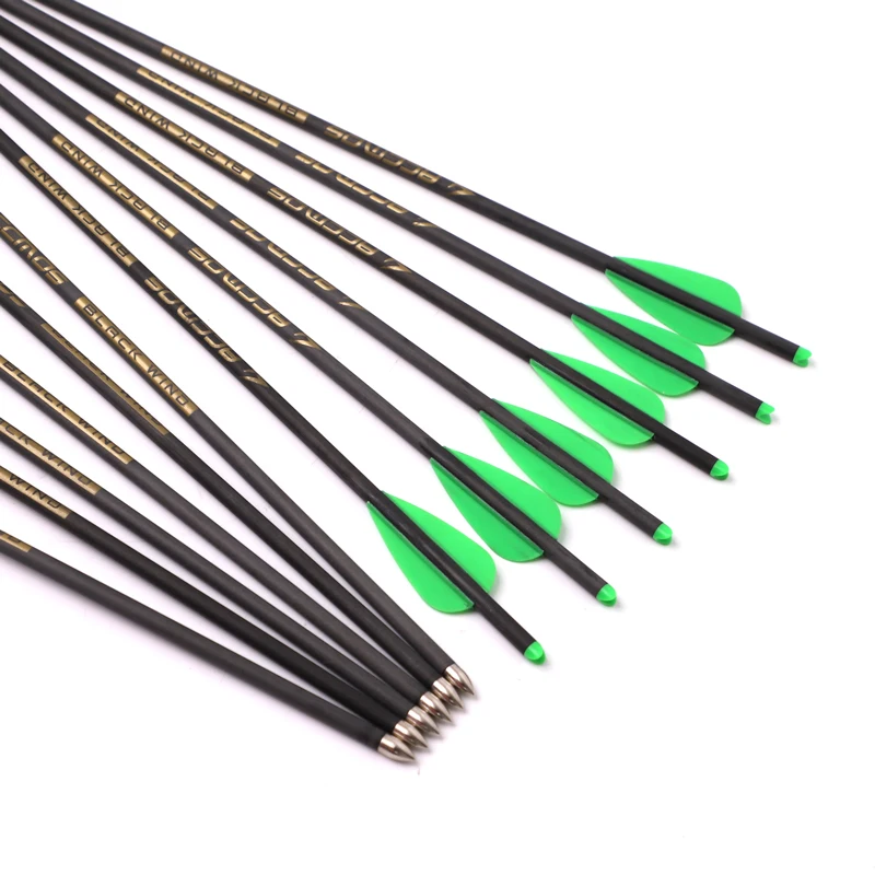 Description Picture 5 of item13 inch Pure Carbon Arrow with 1.7 inch TPU Vane Halfmoon Nock Archery Archery for  Hunting