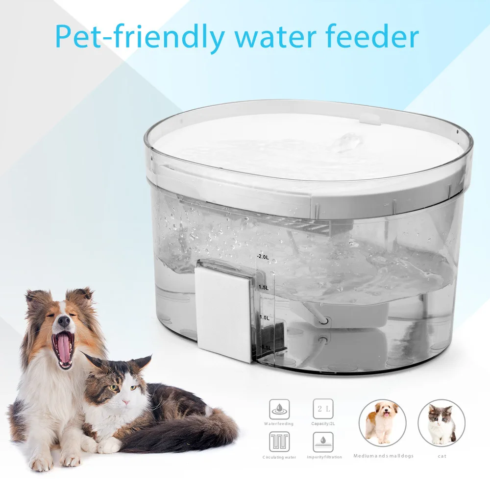 2L Cat Water Fountain with 1 Filters Automatic Dog Water Dispenser