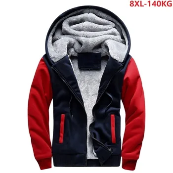 

Large Size Big Sweatshirts Men Low Price 8XL Hooded Warm Fleece Thick Winter Sports Zipper 58 Cheap Hoodies Patchwork Sweatshirt