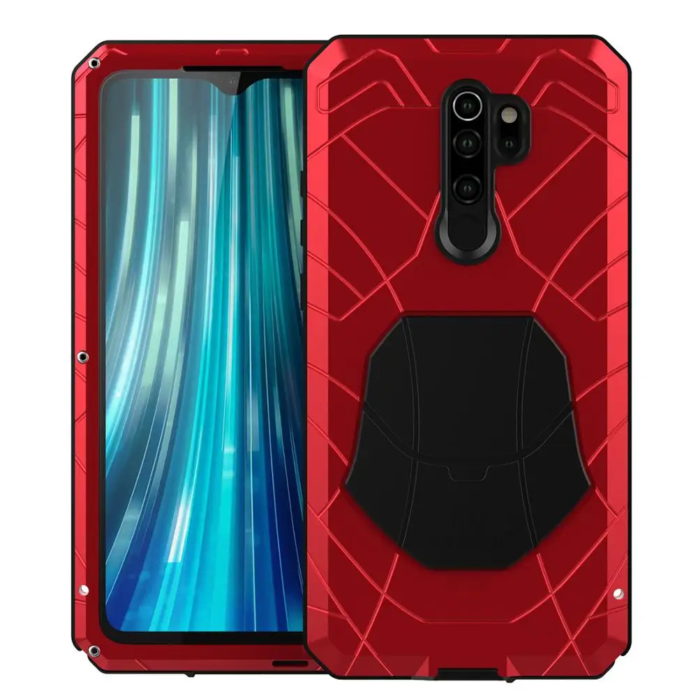 red Для Xiaomi mi Red mi Note 8 чехол для телефона жесткий алюминиевый металлический закаленное стекло Защита экрана сверхпрочный чехол для Red mi Note 8 Pro - Цвет: red