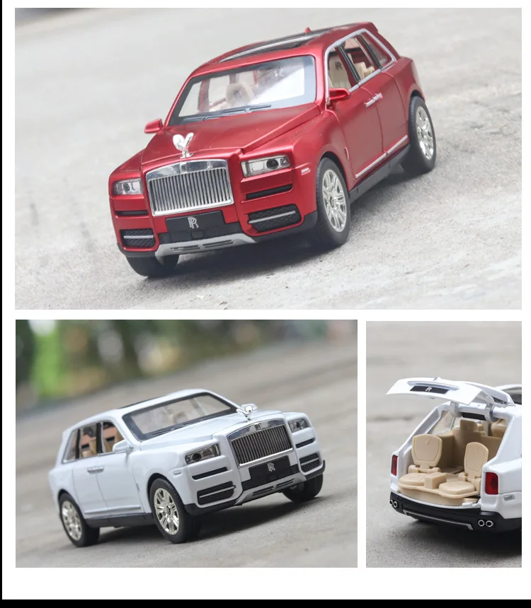 Автомобиль, вызванный 1: 24 Rouse Cullinan Выкл-модель дорожного транспортного средства сплав модель автомобиля ВОИН детская игрушка модель автомобиля
