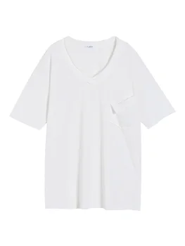 

PX429 Top lazy style loose V-neck short-sleeved T-shirt women