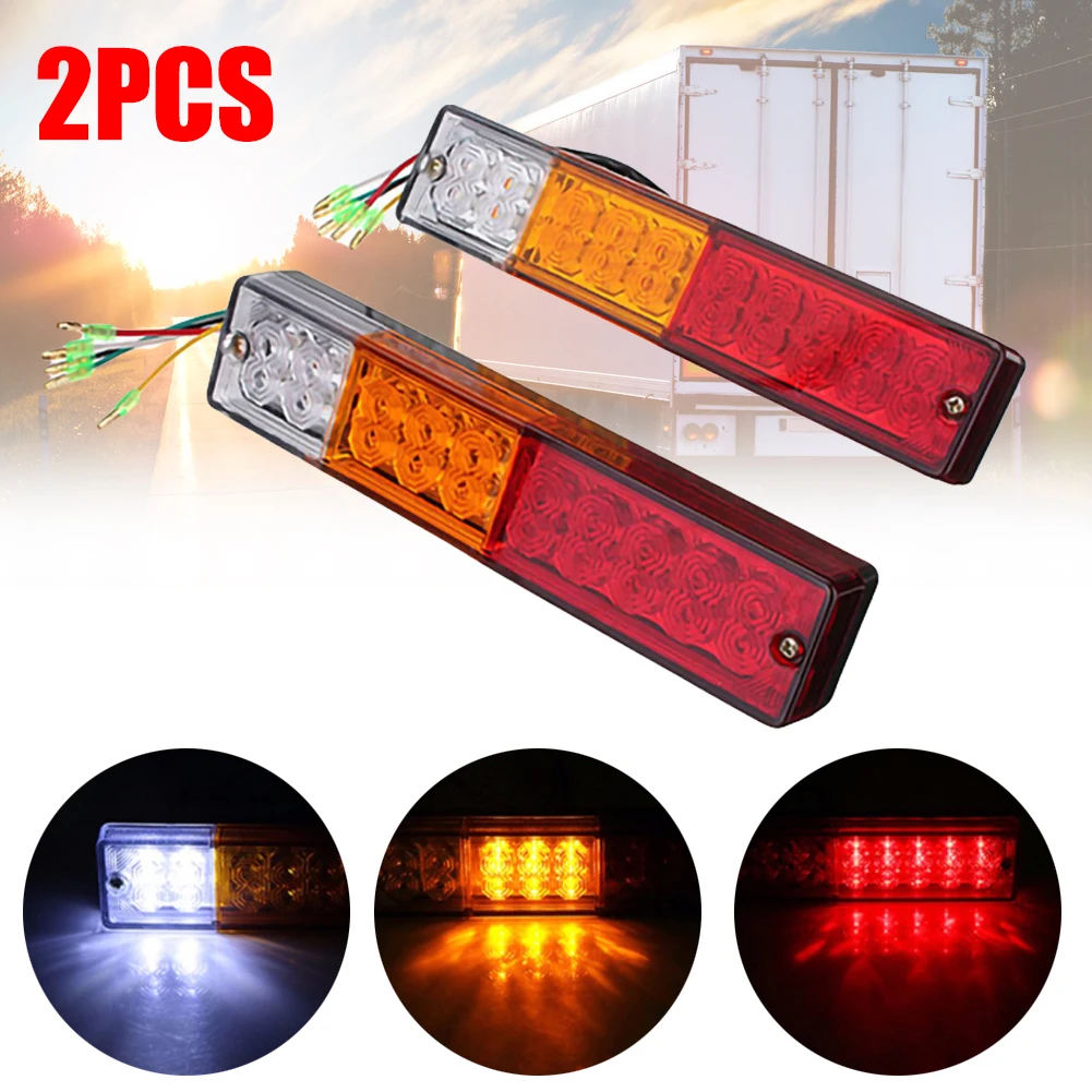 Truck LED Taillights 2PCS 12/24V 24 Car Rear Trailer Tail Light Brake Stop Turn Signal Lamp Waterproof Accessories | Автомобили и