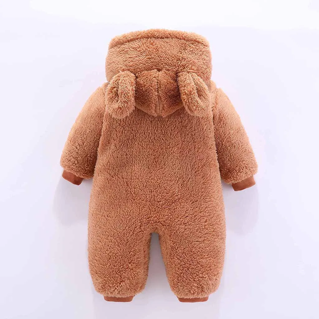 Плотный флисовый комбинезон с капюшоном и длинными рукавами для новорожденных мальчиков и девочек; комбинезон; Recien Nacido; детская одежда; roupa infantil