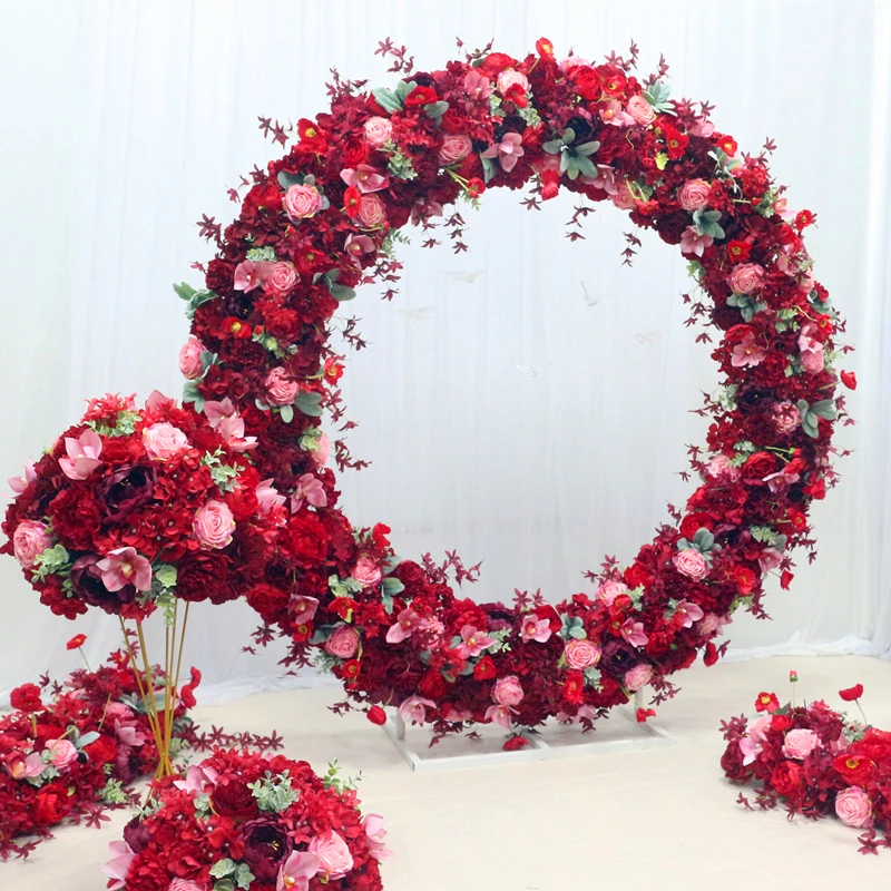 JAROWN Custom Wedding Color Artificial Rose Hydrangea Garland Set Wedding Background Decoration Flower Ball Arch Home Party Decor (4)