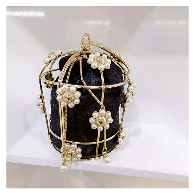 Металлический вечерняя сумочка в виде жемчужины Для женщин модная женская дизайнерская обувь со стразами ручной работы; клетка ведро клатч Сумки из натуральной кожи женская брендовая обувь, с вырезами, с цветочным принтом вечерние кошелек