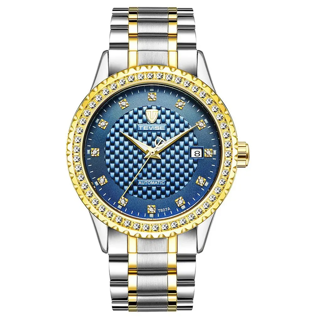 

Tevise Spiral Crown Watch Business Casual Diamond Men'S Watch Automatic Mechanical Calendar Waterproof Watch
