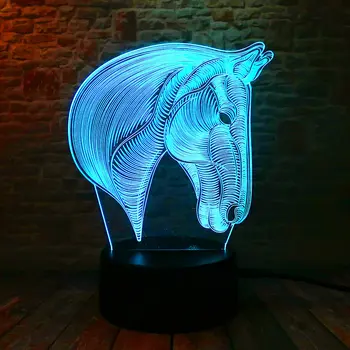 

Lovely Nightlight 3D Illusion Led Lamp Touch Flashing Light Horse Head Model Toys Baby