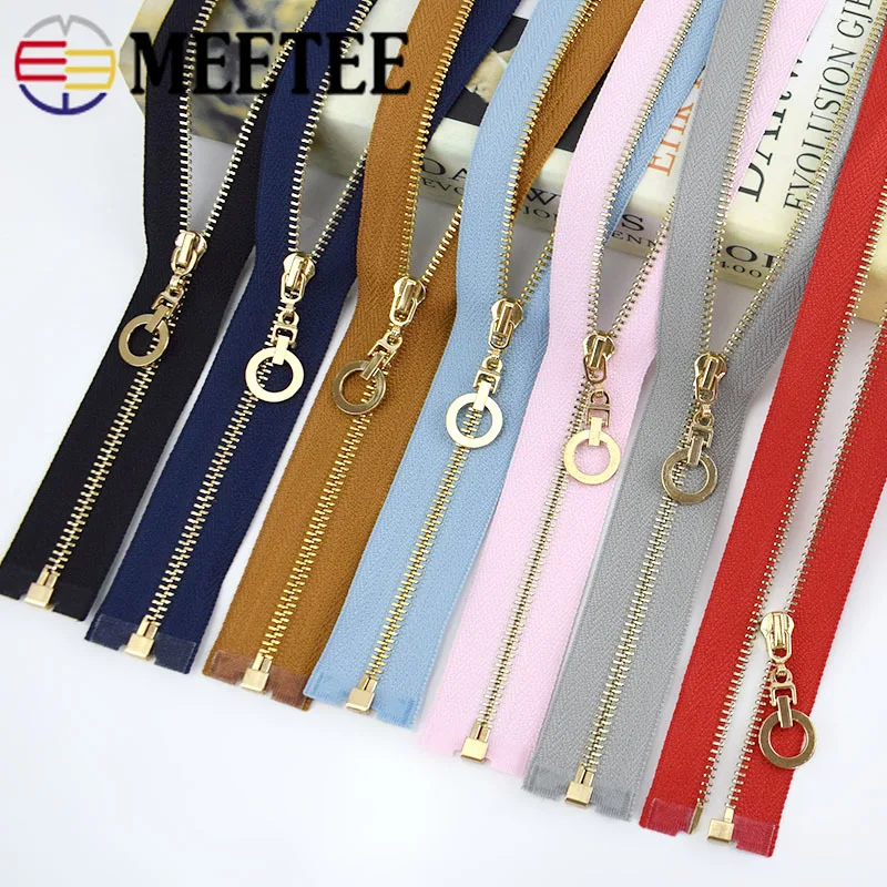 Meetee 2/5 шт. 40-70 см 3# металлическая молния с открытым концом автоматической блокировки золотой зуб на молнии, декорированные DIY сумка пошив костюма поделки аксессуар ZA034