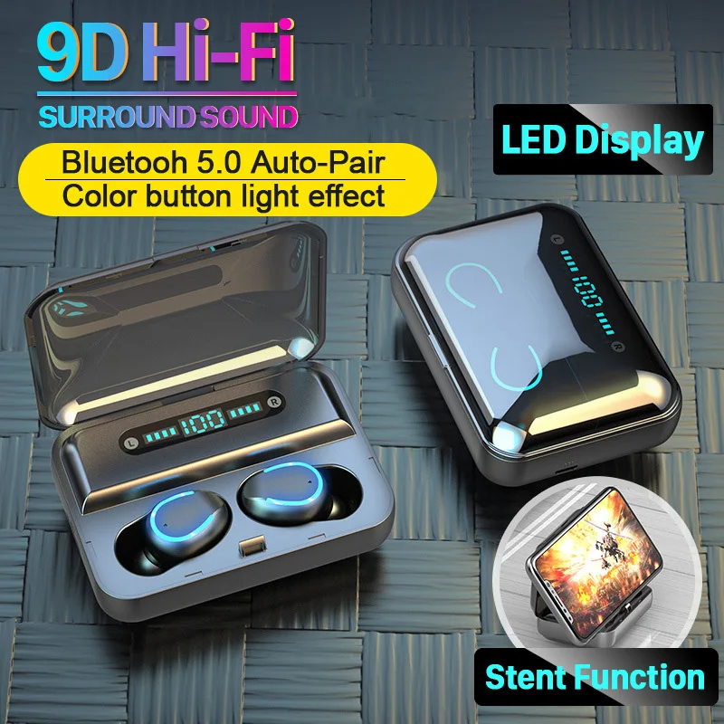 

F9-5 TWS Wireless Bluetooth Earphone 5.0 Touch Earphones 9D Stereo Sport Music Waterproof Touch Button LED Display Headset