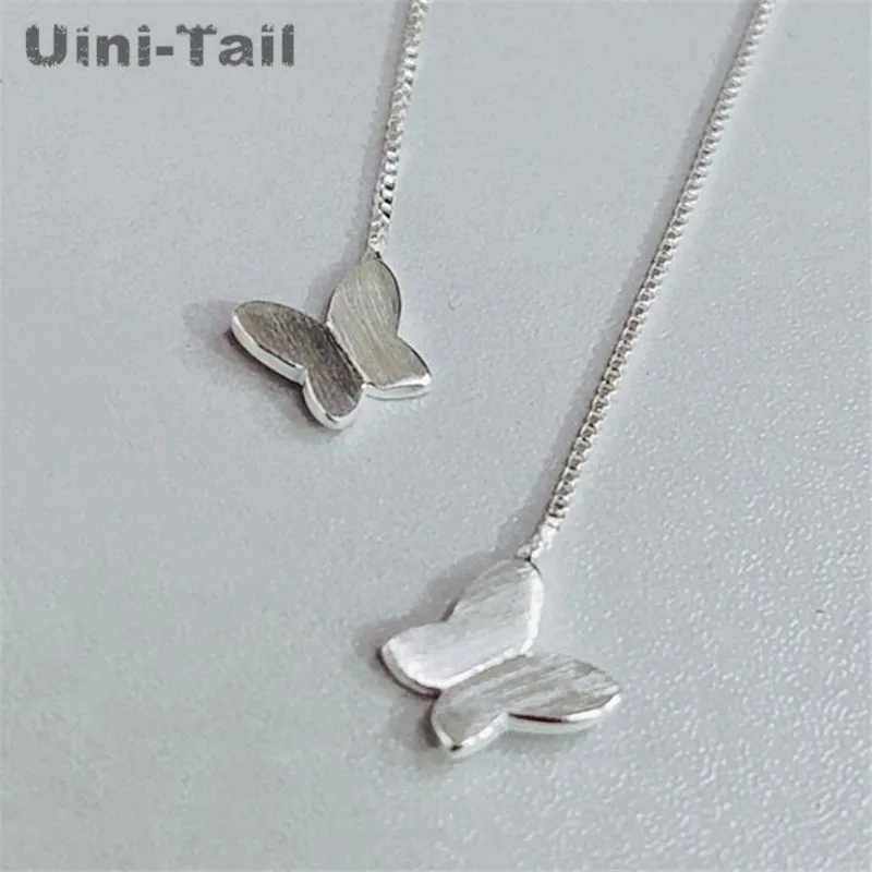 Женские длинные серьги-бабочки Uini-Tail из стерлингового серебра 925 пробы с эффектом