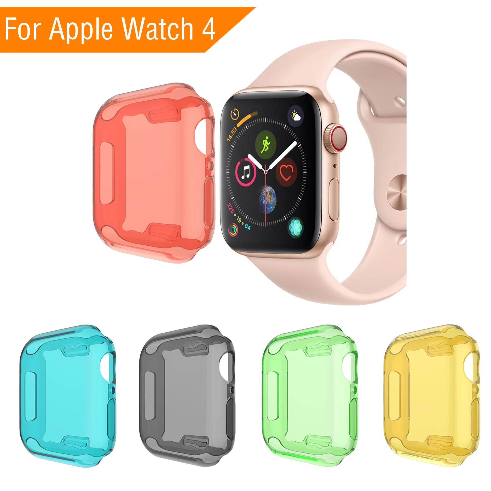 

5 Colors Soft Tpu Case Cover Screen Protector Watch Shell for Iwatch Apple Watch Series 4/3/2/1 38mm 40mm 42mm 44mm Smart Watch