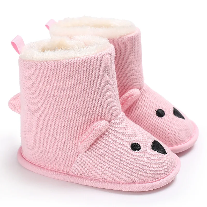 Очень теплые зимние детские ботинки; детская обувь с рисунком медведя; обувь для маленьких мальчиков и девочек; обувь для малышей; нескользящие ботинки для снежной погоды