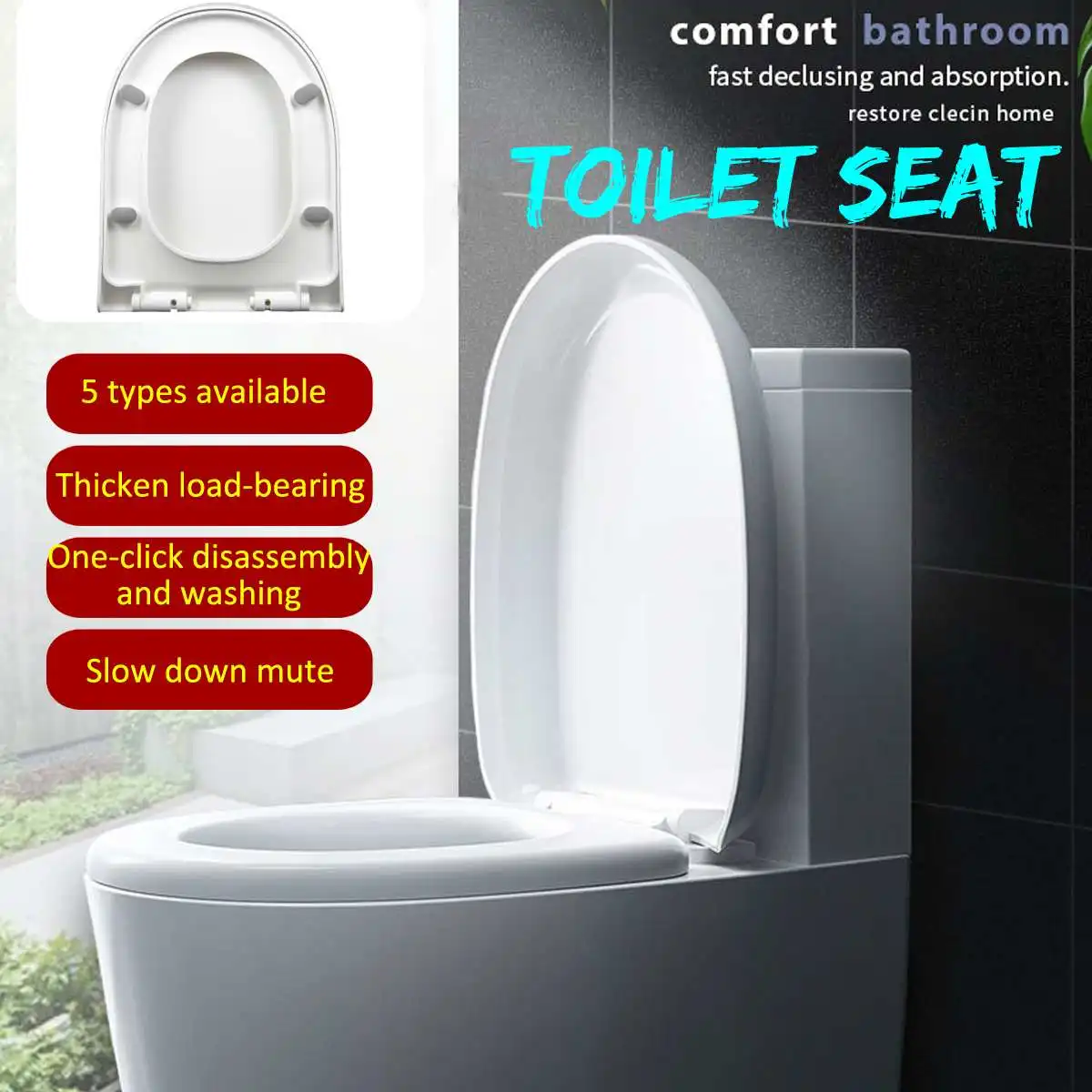 Universal Pp Slowclose Toilet Seat Lid Cover Set Thicken Replacement