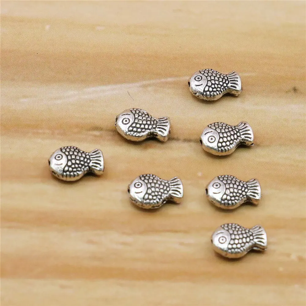 

5PCS Alloy Fish Spacers Hardware Fittings Accessory Silver-plate DIY Loose Beads Hand Maded Necklace Bracelet Women Jewelry