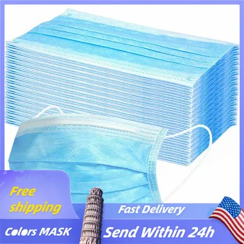 

10/20/50/100PC Child Face Mask Disposable Face Mask Blue printed Dust Proof 3Ply Ear Loop Unisex Mouth Cover Maschere Mascarilla