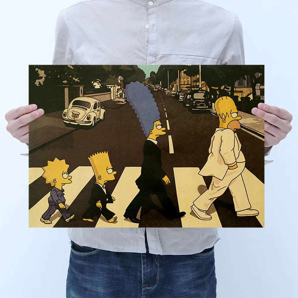 Simpsoning Abbey Road Барт Гомер Мардж художественные плакаты на холсте живопись печать в