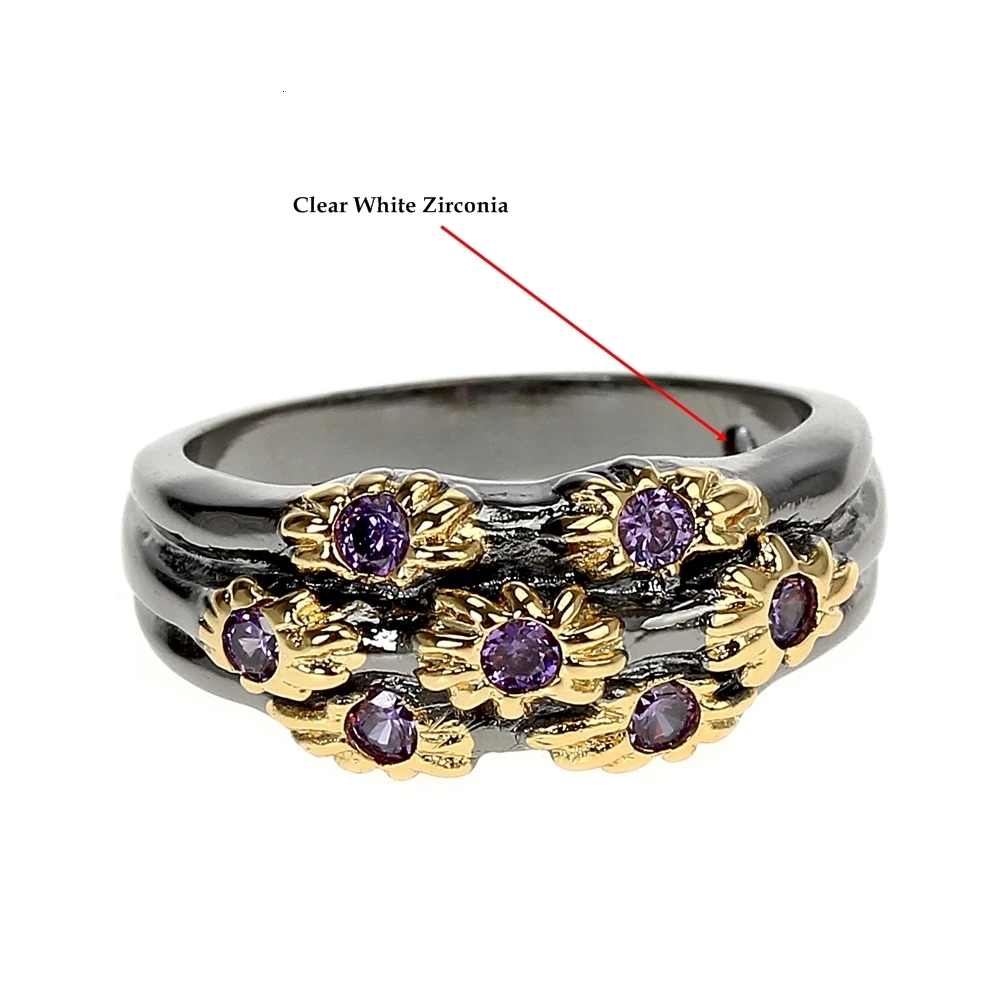 DreamCarnival 1989 нео-готические кольца для женщин обручальное кольцо золотые цветы с фиолетовым цирконием модные ювелирные изделия WA11638