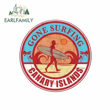 

EARLFAMILY 13cm x 13cm for Surf Canary Islands Car Stickers Vinyl Sunscreen RV VAN JDM Car Accessories Graphics Anime Sign