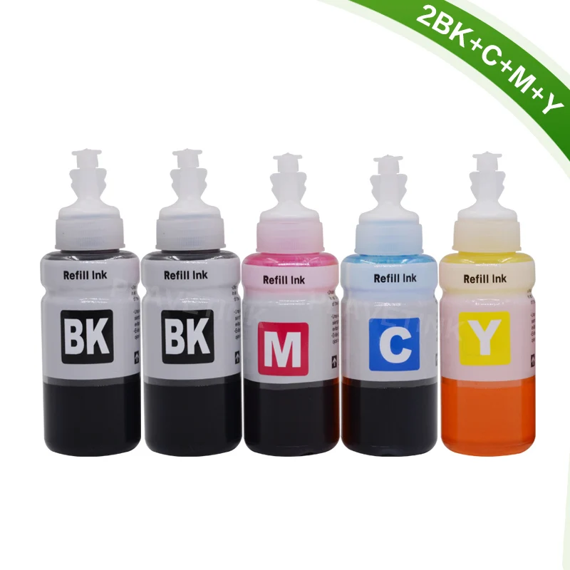 5Color Plavetink 70 мл бутылка чернил принтера для T6641 T6642 T6643 T6644 картриджи для Epson EcoTank L386 L486 L382 L605 L1455 L566 L655 - Цвет: 5Color
