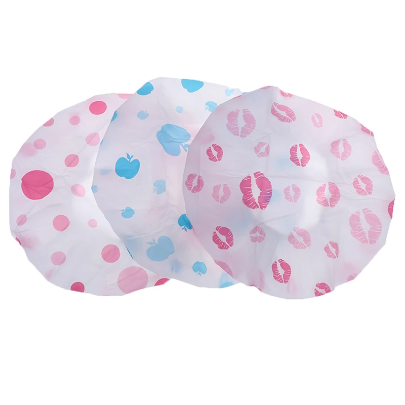 1 Pcs Random Waterproof Shower Cap Thicken Saunas Bath Hat Kids Hair Bathing Cap For Women Kids Hair Protective Cap