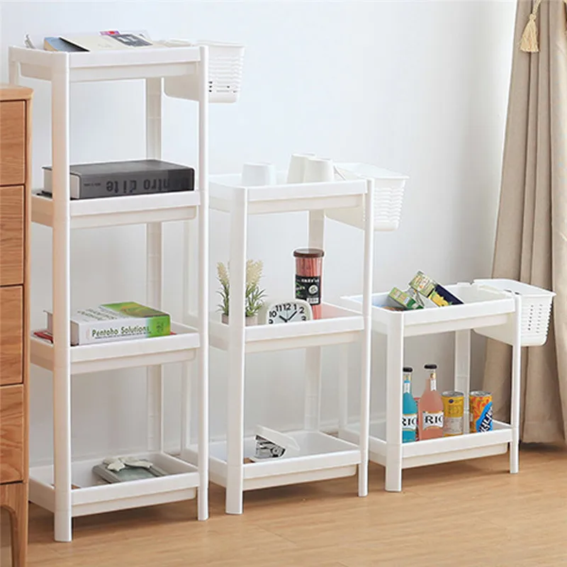 Kitchen living room plastic multi-layer rack bathroom floor-standing Multipurpose Shelf with Removable Wheels Crack Rack Bathroo
