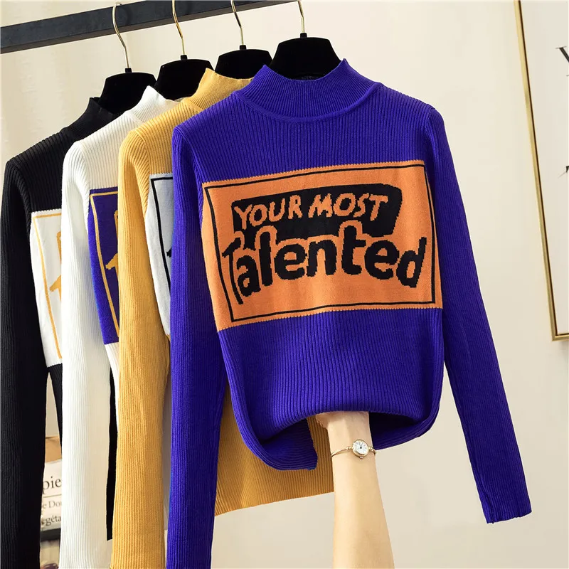 Women's Turtleneck Womens Sweaters Winter 2019 Fall Sweaters for Women Pullover Sweater Jumper One Size