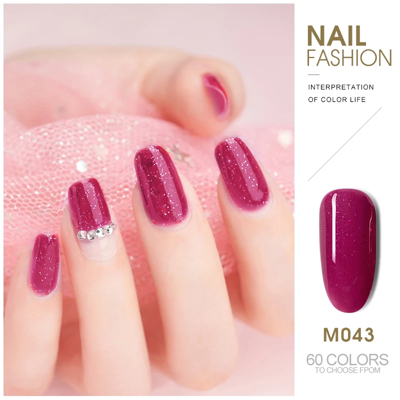 M043 ROHWXY 5 мл УФ Гель-лак блеск для ногтей Гибридный гвоздь полигель Vernis Полупостоянный УФ-гель блесток Лаки Гель-лак для ногтей - Цвет: M043