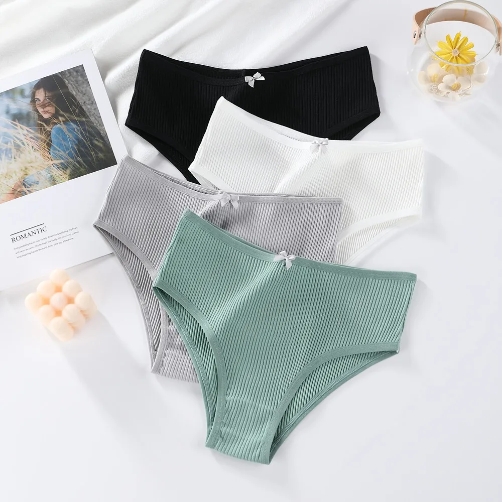 Трусики женские хлопковые однотонные 4 цвета M-XL | Женская одежда