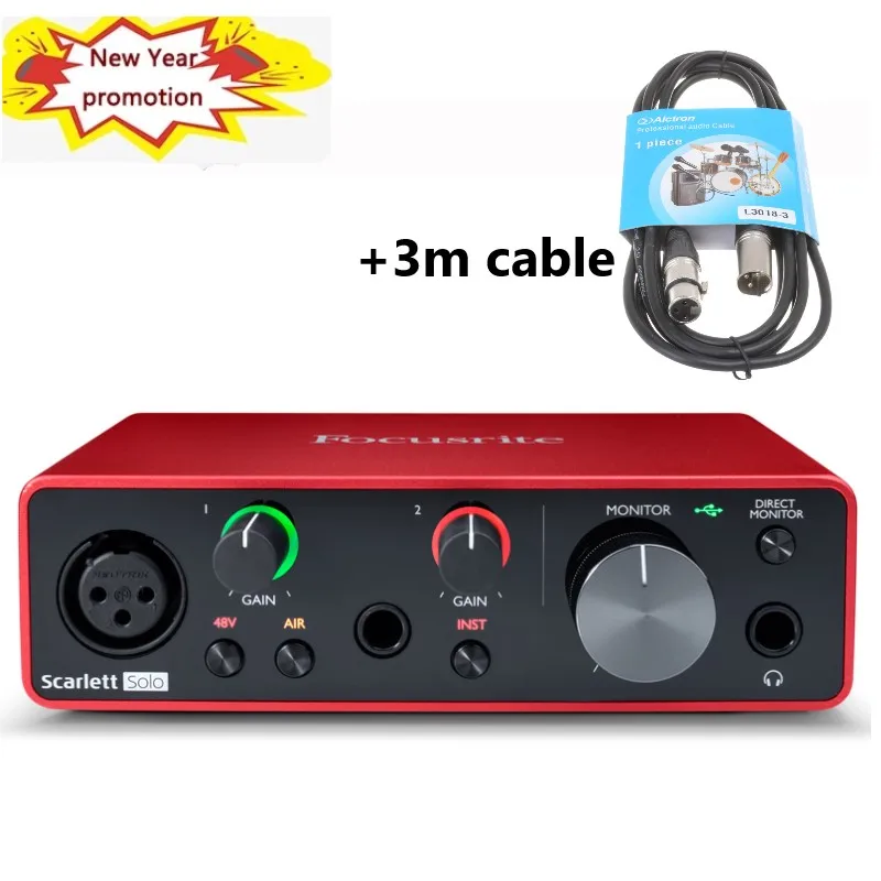 Звуковая карта Focusrite Scarlett Solo 3rd Gen для записи гитары и микрофона 2 входа выхода USB
