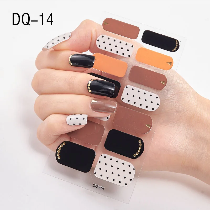Korean Fashion Colorful 3D Glitter Sequins Nail Art Stickers Manicure DIY Nail Strips Wraps Solid Color