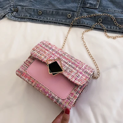 pink Женские сумки через плечо с ворсом, зима, маленькая сумка через плечо, женские сумки с замком и цепочкой, Женская Ручная сумка - Цвет: pink