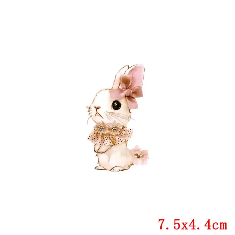 Prajna Cute Rabbit Series Patches Iron On Transfers Vynil Heat Transfer Cartoon Ironing Stickers On Kids T-shirt Cloth Applique 