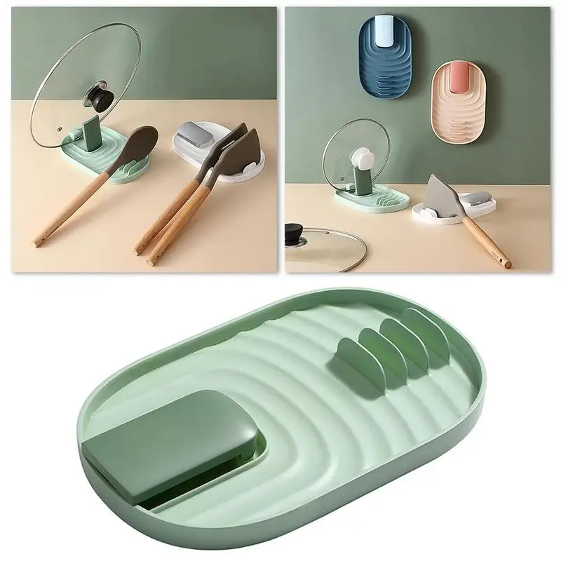 

Spatula Lid Rack Shelf Spatula Pot Lid Holder Rack Cover Lid Spoonbill Strainer Pad Rest Stand Containers Kitchen Storage Rack