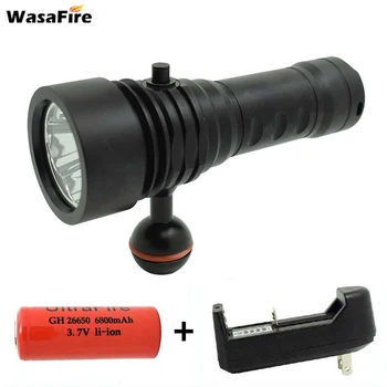 

2300LM 4 Modes Diving Torch Waterproof XM-L2 Led Dive Flashlight Underwater Photography Fill Light with 26650 Battery+Charger