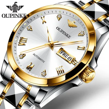 OUPINKE-relojes de marca superior, reloj mecánico de lujo, resistente al agua, completamente automático, de negocios