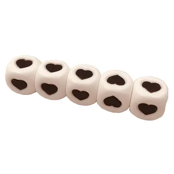 

10Pcs/Lot Baby Teether Stick Silicone Food Grade Epoxy Heart-Shaped Beads Infant Teether Silicone 12mm Beads DIY Accesoris